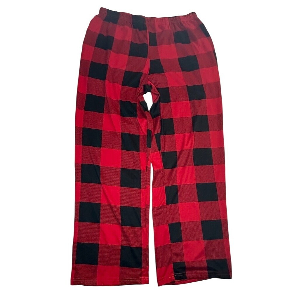 Bestbee Pajama Lounge Pants Men's Size L Red & Black Buffalo Plaid Holiday